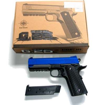 Galaxy G25 Spring Powered Blue Metal BB Gun Pistol 290 FPS