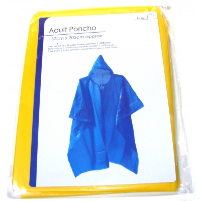 Adult Plastic Poncho with Hood - Choice of 4 Colours